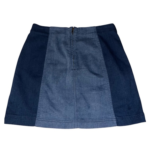 EUC Free People Color-block Denim Mini Skirt Size 12 Light Dark Wash Denim - Picture 3 of 7